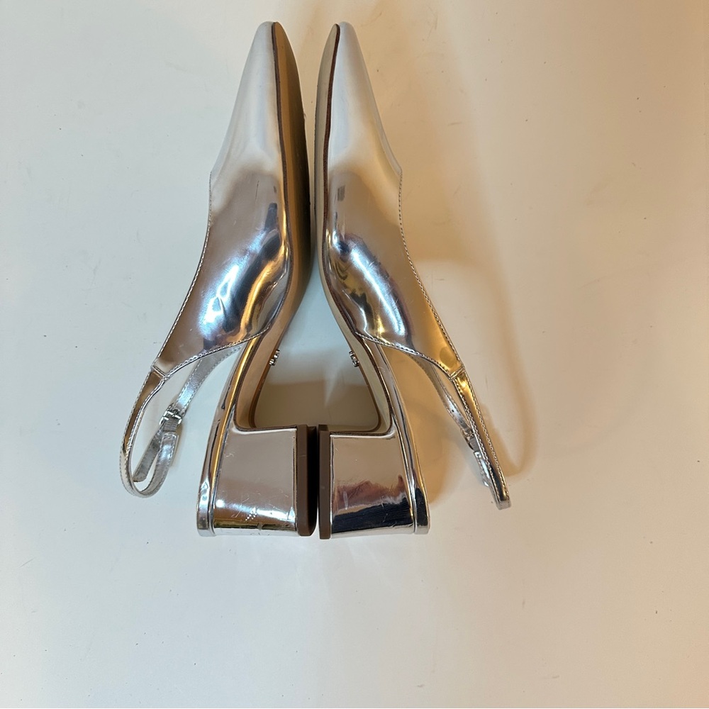 Sam Edelman Terra Silver Block Heel Womens Slingbacks, Sz 9 Great condition - Picture 6 of 15
